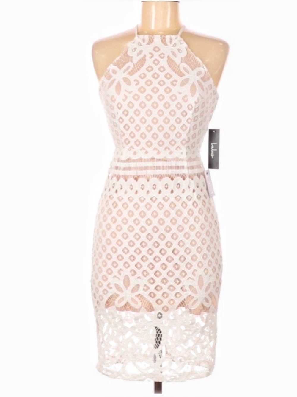 Lulu’s Steal A‎ Kiss Lace Halter Cocktail Dress Bridal Romantic Chic Small NWT